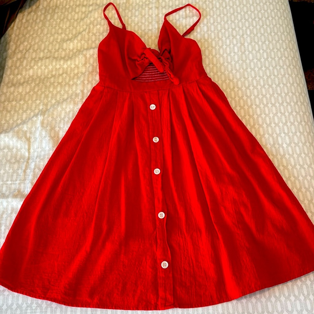 Red Cotton-Blend Dress